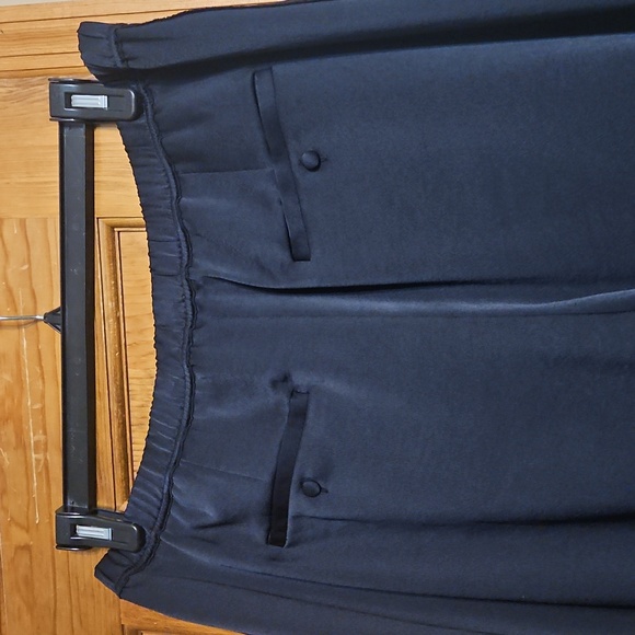 NWT Vince Sidestripe Satin Low-Rise Wide-Leg Black Pants - Picture 7 of 11